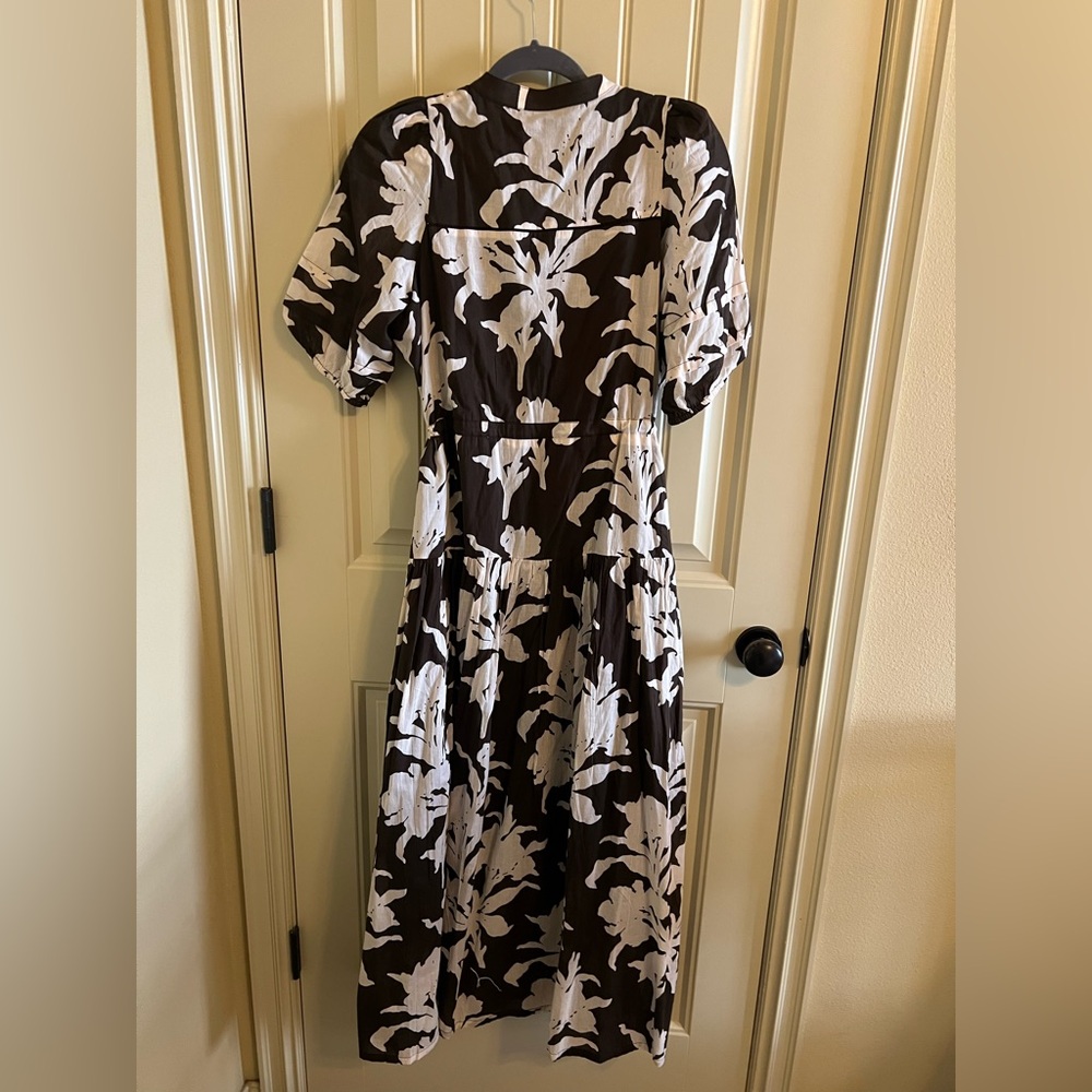 NWT Emerson Fry Lucy 4 Basque Dress in Chocolate/Ivory Floral size M - Picture 6 of 8